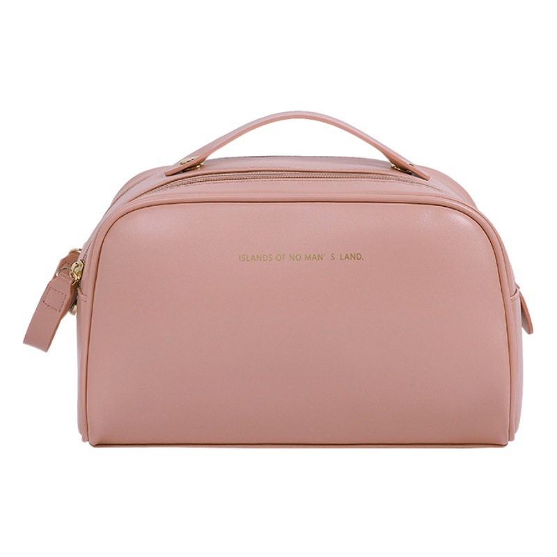 PU doble cremallera bolsa de cosméticos de gran capacidad de lavado bolsa de viaje portátil de las mujeres de cuidado de la piel avanzada multi-funcional bolsa de cosméticos