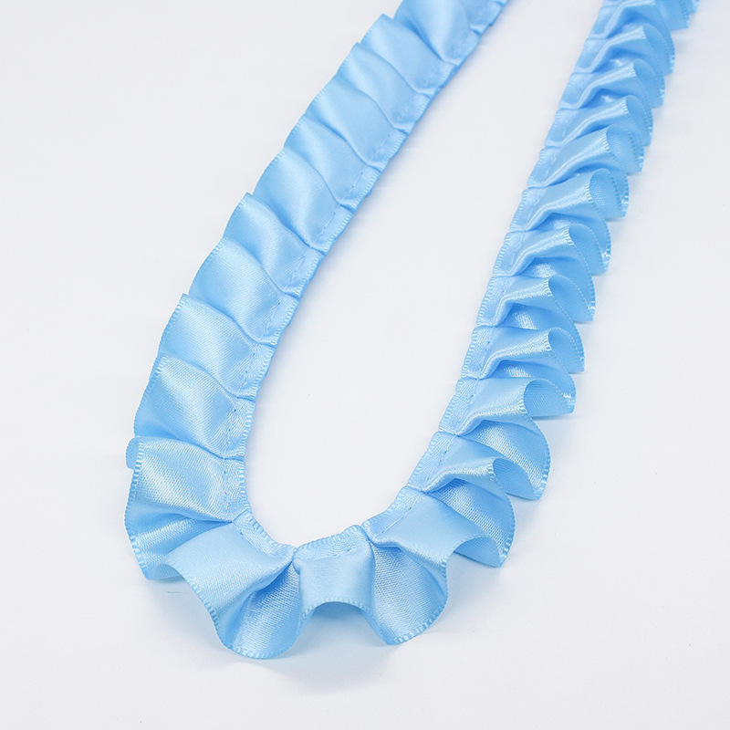 Fabricantes al por mayor de 2.5cm de ancho poliéster único borde de loto plegado cinta DIY accesorios de ropa hecha a mano cinta de encaje decoración image 25