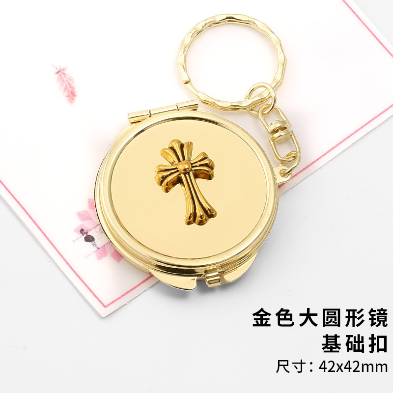 金属钥匙扣小镜子随身迷你挂饰花朵蝴蝶结钻可爱挂件高颜值链子镜|undefined