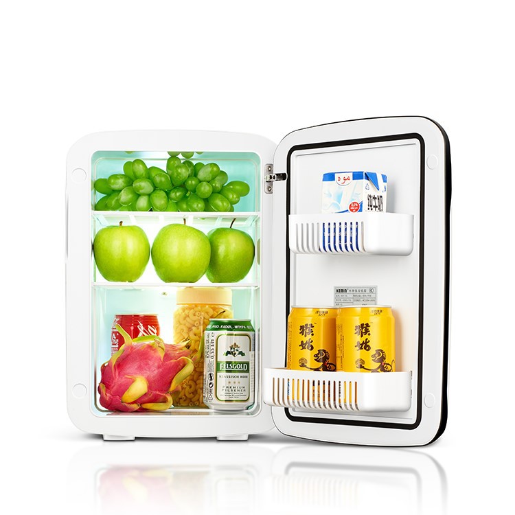 Nueva 15L de doble núcleo pantalla digital refrigerador del coche hogar del coche de doble uso mini refrigerador de baja potencia Oficina pequeño refrigerador