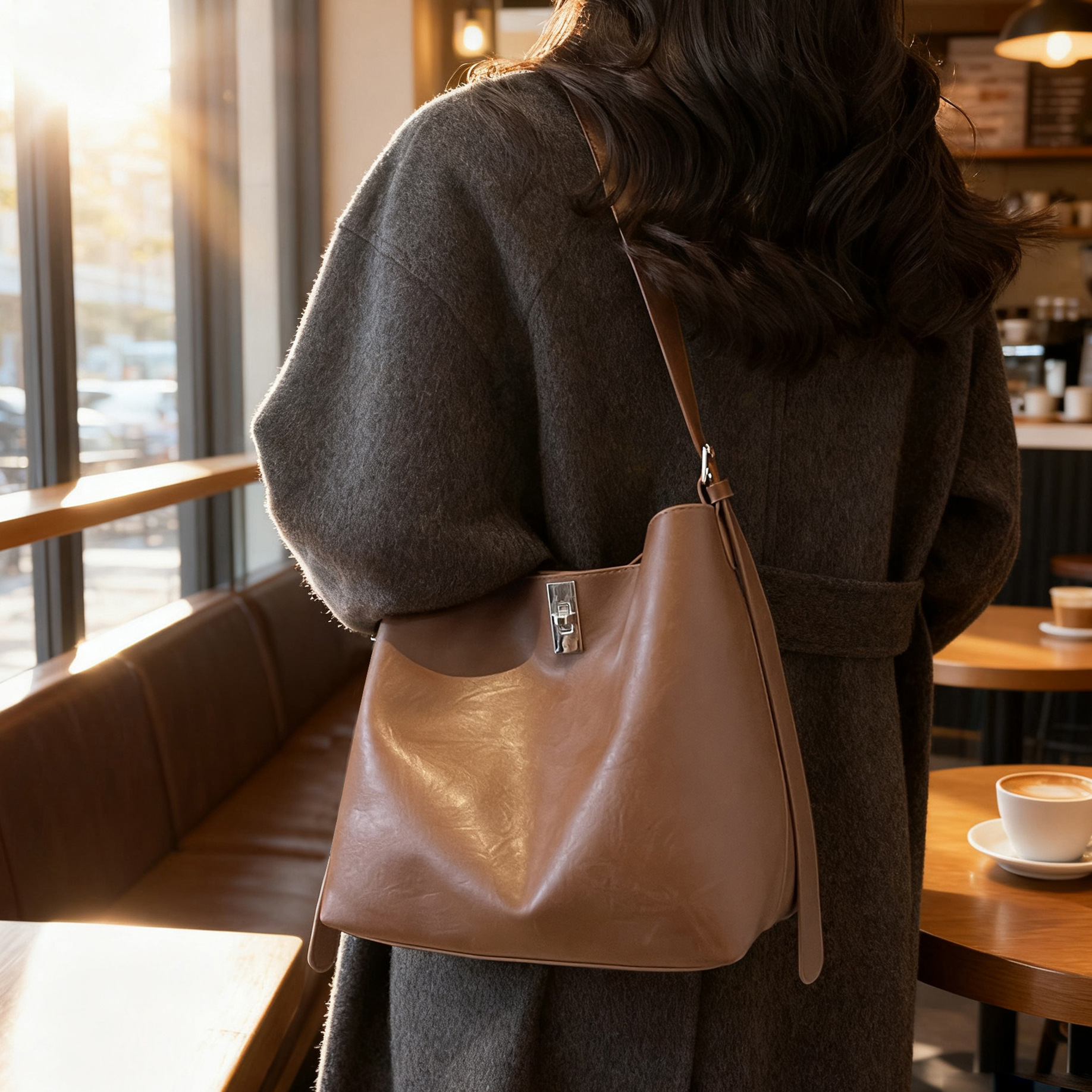 Bolsa de brazo retrógrada de gran capacidad para mujeres 2025 nueva moda coreana bolso especial simple bolso de cubo de hombro