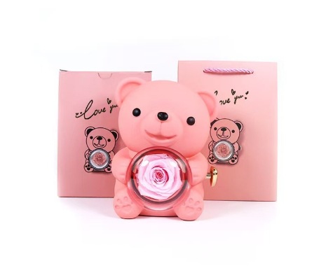 Caja de Regalo de Rosas, Caja de Terciopelo con Lazo Blanco, Collar Acrílico, Embalaje de Joyería para el Día de San Valentín Chino, Caja de Joyería