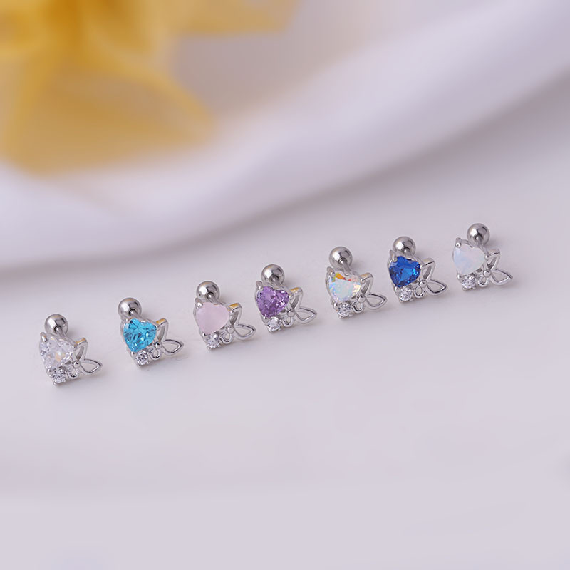 Women'S Gender 316L Stainless Steel Copper Ear Cartilage Rings & Studs Heart Women'S