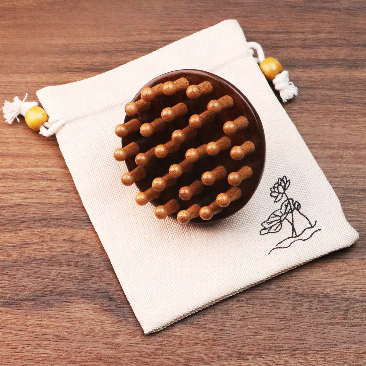 28 치아 마사지 빗 미세 치아 일반 + 리넨 가방