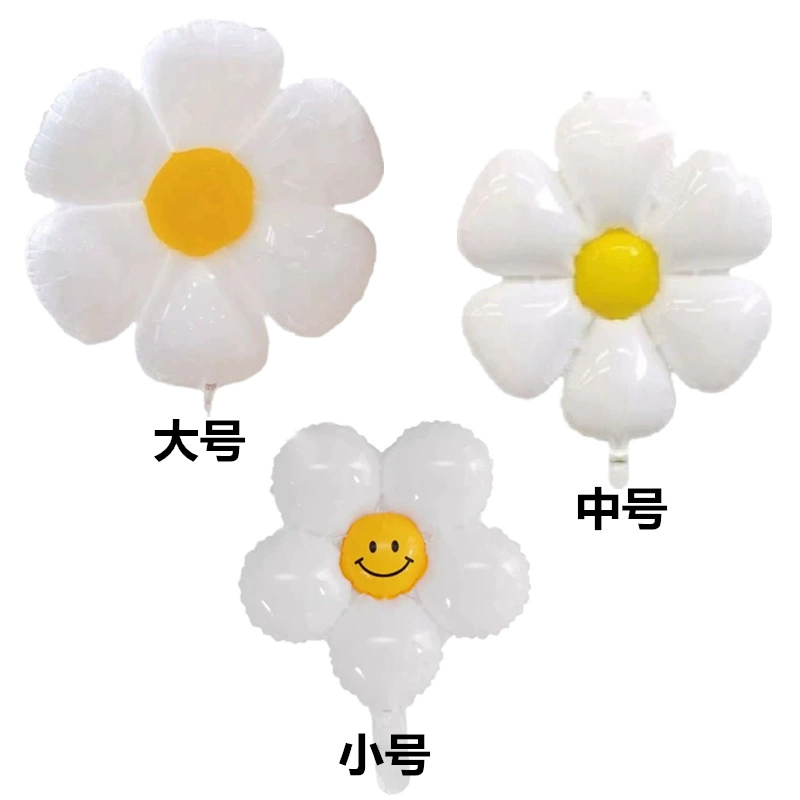 New ins style plumeria six-petal flower white large, medium and small daisy flower balloon party decoration atmosphere balloon