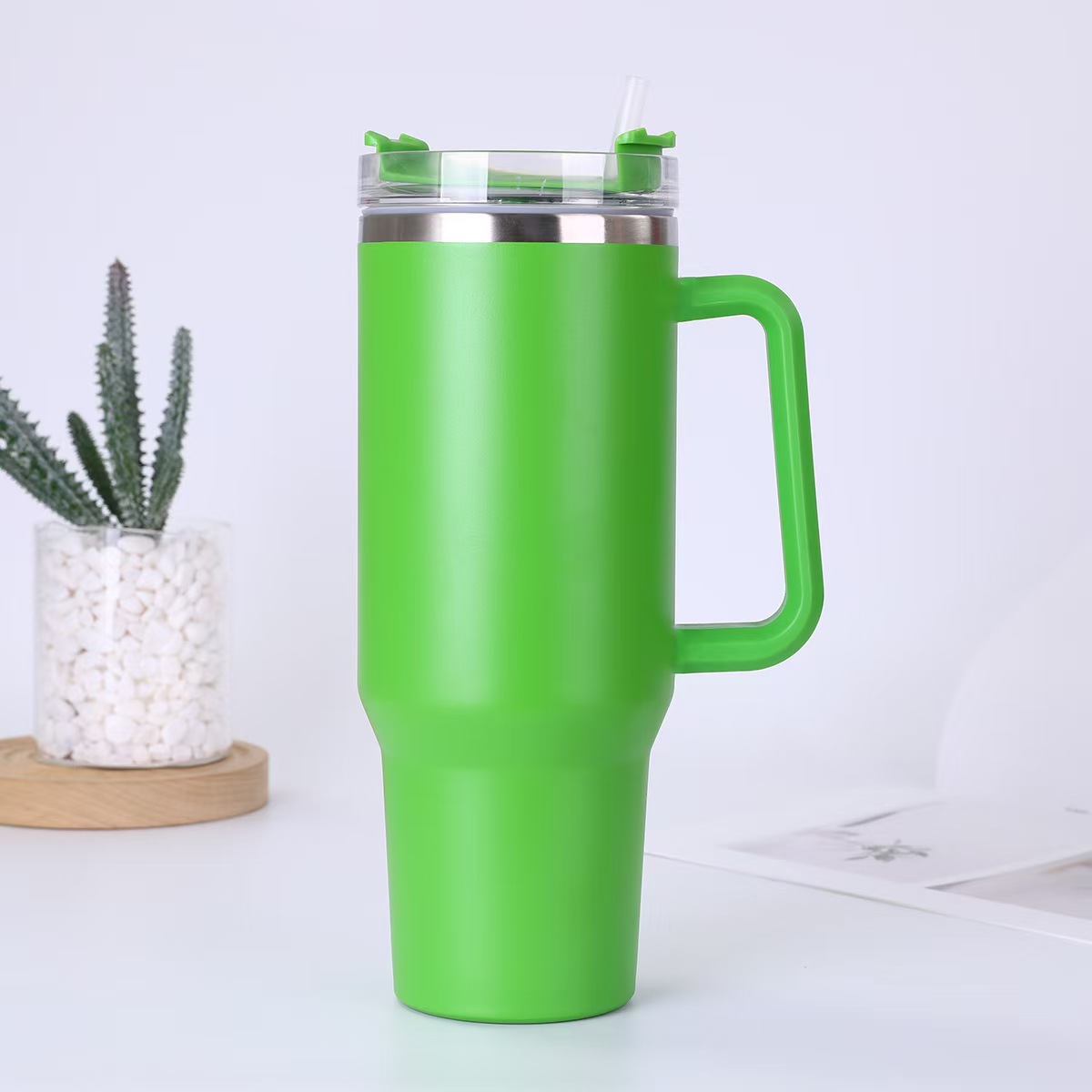Gran capacidad 40oz mango taza helado taza 304 Acero inoxidable vacío aislado taza coche paja cerveza al por mayor