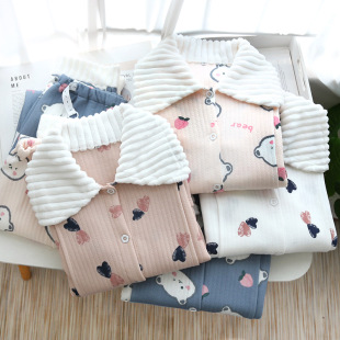 Confinement clothes spring and autumn postpartum cotton thickened pajamas women's autumn and winter nursing clothes can go out maternity discharge home clothes