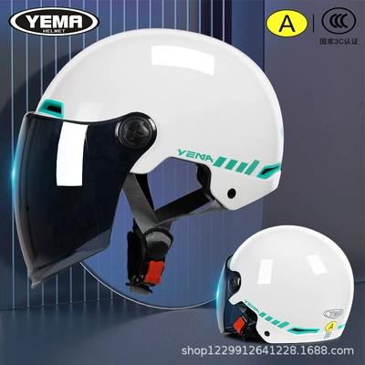 Motosiklet kaskı (dəbilqə) Helmet for Men and Women, Summer - pearl-white-embellished-floral-sun-protection-ink-blue-long-mirror