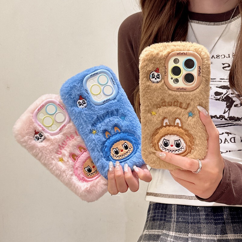 Autumn and Winter Plush Fabric Case Suitable for iPhone 16 Pro Max, Apple 15 Pro/14 Full-Cover Hand-Warming Case 13