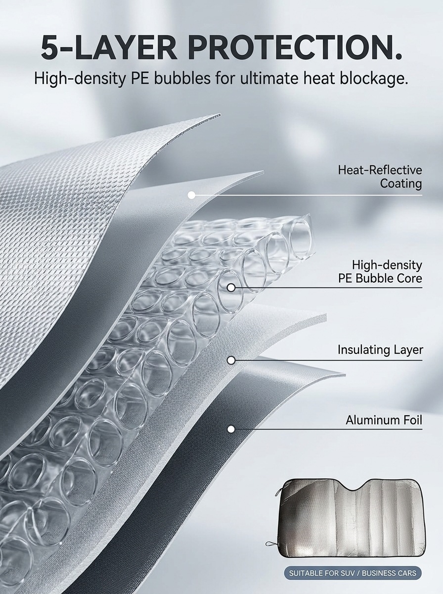 Thickened aluminum film car front sunshade for hatchbacks, specialized for sun protection, heat insulation, and rain protection