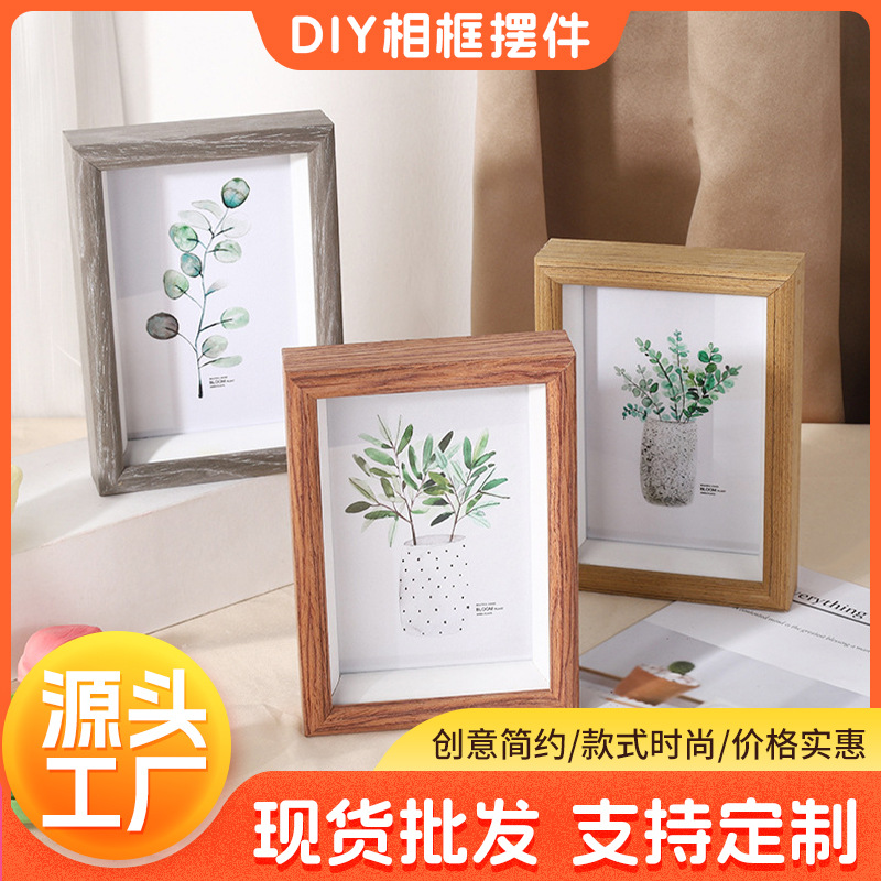 European-style hollow three-dimensional photo frame pendulum wall-hanging dual-purpose photo frame 5 inch 6 inch 7 inch A4 home DIY wooden photo frame