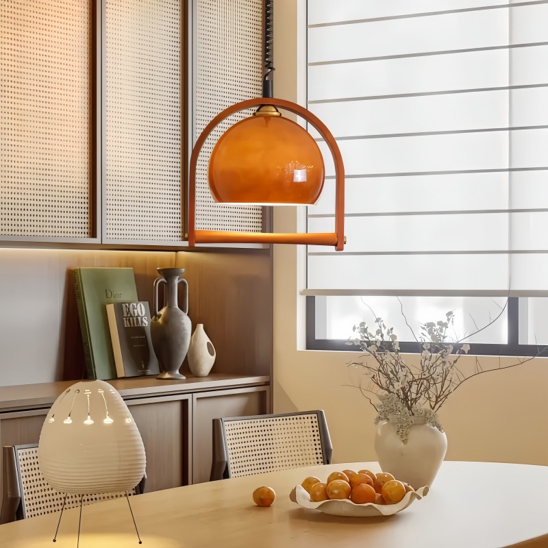 América retro madera maciza silenciosa viento medieval restaurante retráctil lámpara de lámpara japonesa ámbar creativa isla mesa de comedor lámpara de comedor