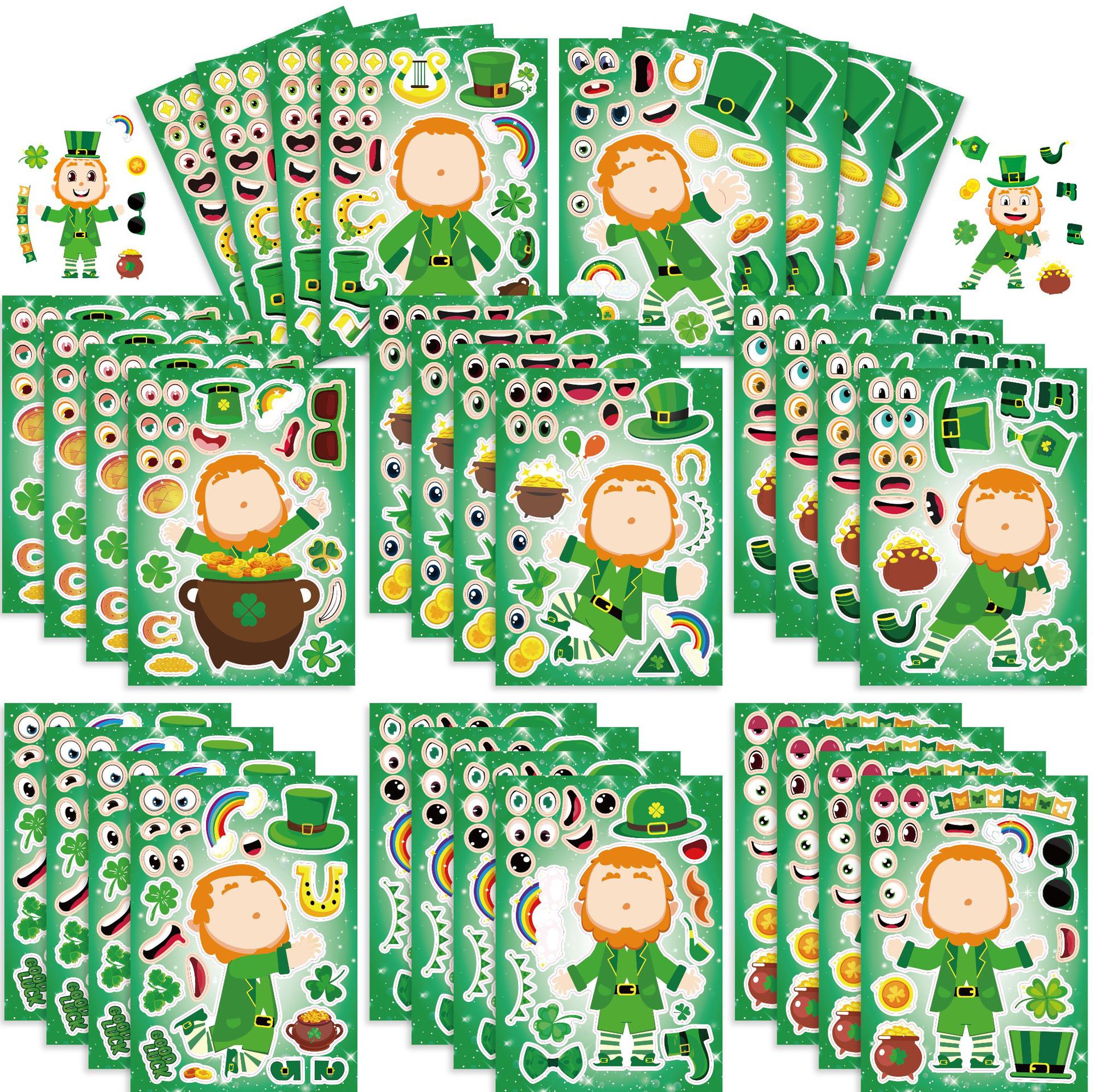 1 Set Color Block Learning School St. Patrick Pvc Cute Stickers display picture 1