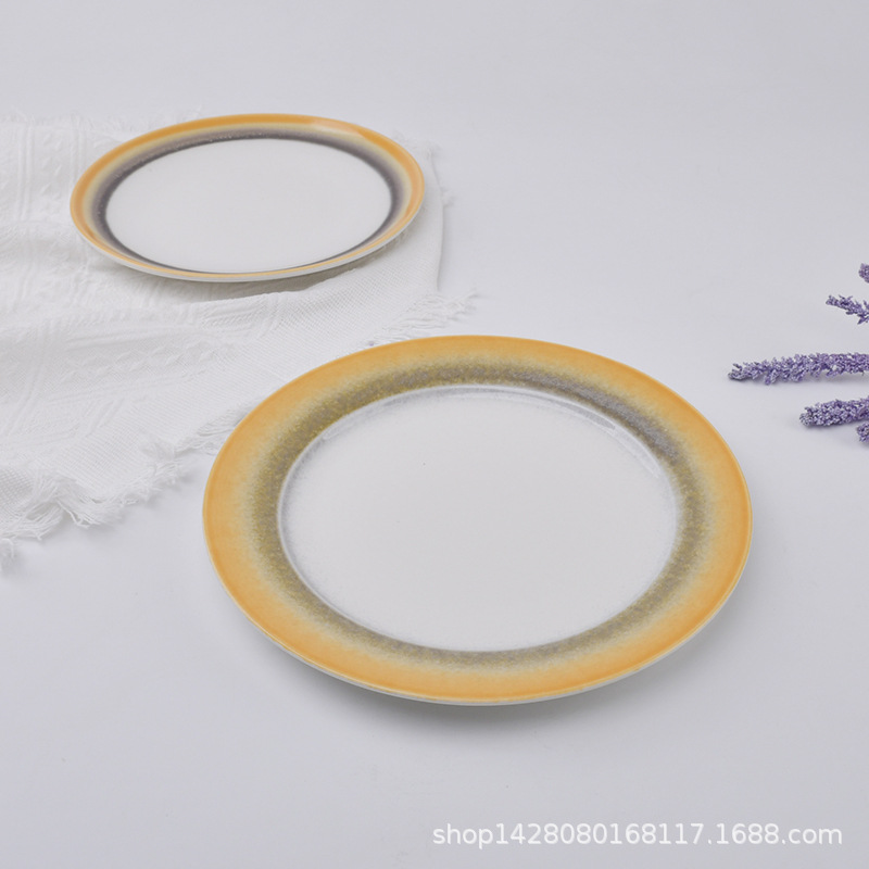 Redondo de 11 pulgadas de cerámica de color gradiente comercial de platos fritos de platos fríos de platos calientes de platos fritos de platos de platos fritos de platos de platos