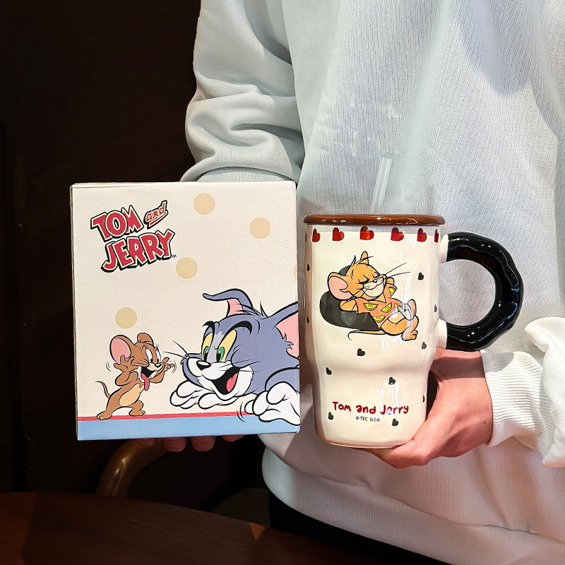 猫とネズミのマグカップ陶磁器の新しい女の子の高颜値カップ家庭用コーヒーカップカップルの誕生日プレゼント|undefined