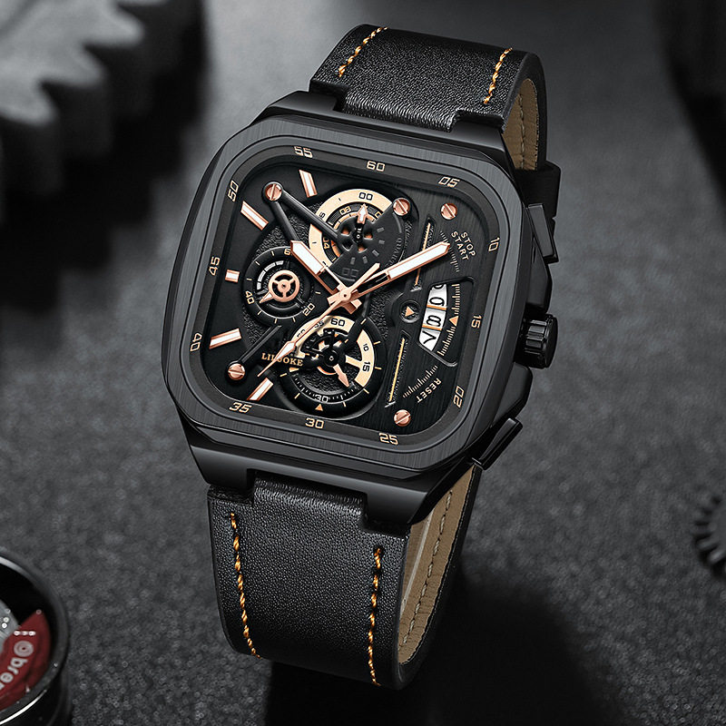 Una generación de potencia de cuarzo Locke reloj no mecánico para hombre al por mayor luminoso impermeable para hombre cuadrado de alta gama para hombre