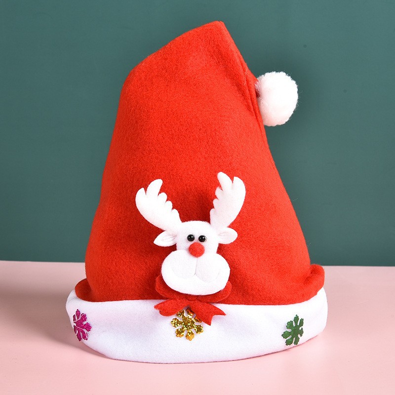 Christmas hat Christmas adult red Santa hat printed luminous hat Santa Claus children's Santa hat decoration supplies_viptrois.com