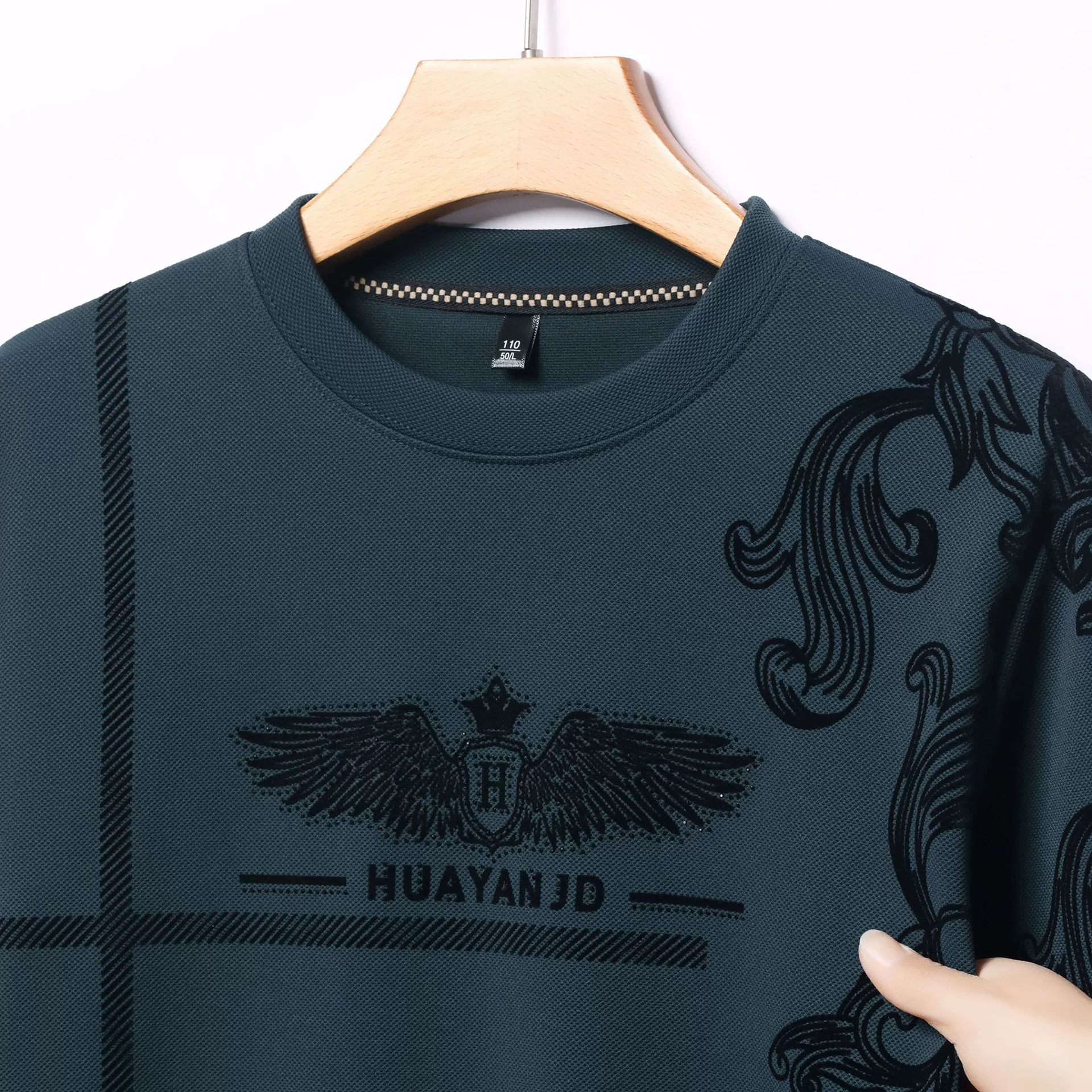 Толстовка для мужчин с длинными рукавами Весна и Осень для мужчин Футболка с флокировкой с длинными рукавами и воротником для мужчин