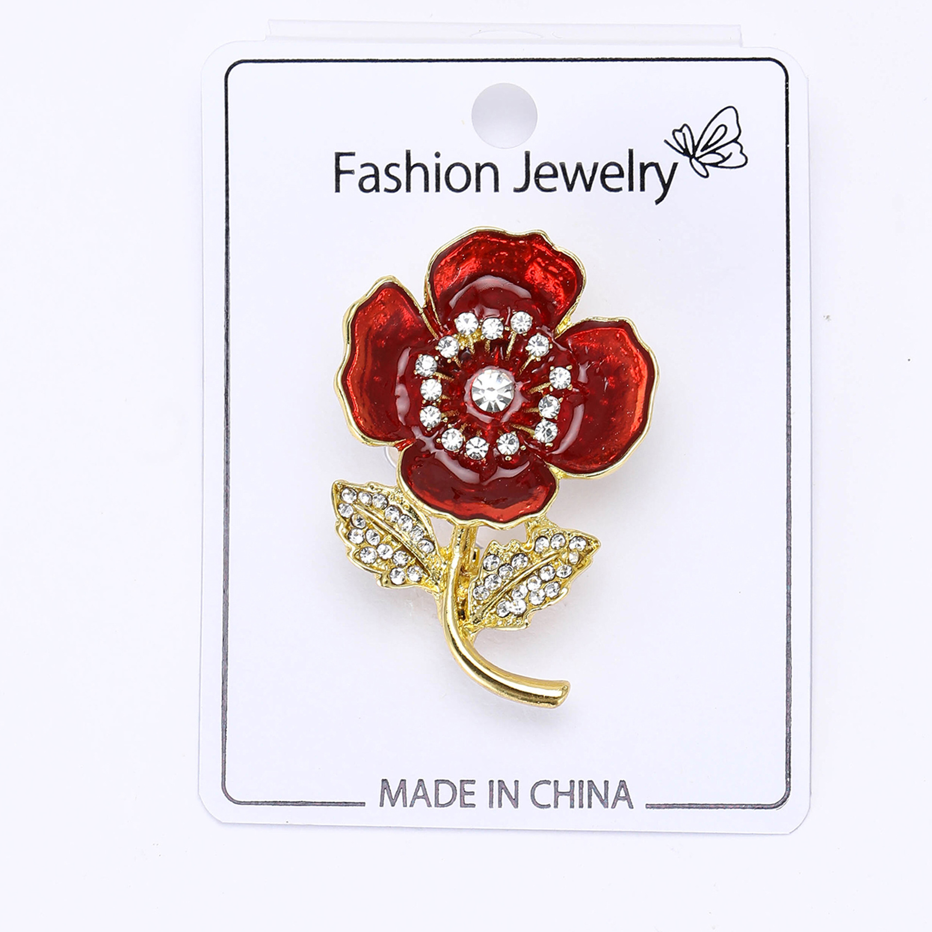 European and American Fashion Alloy Enamel Poppy Flower Brooch Simple Personality Women's Suit Coat Corsage Jewelry Pin