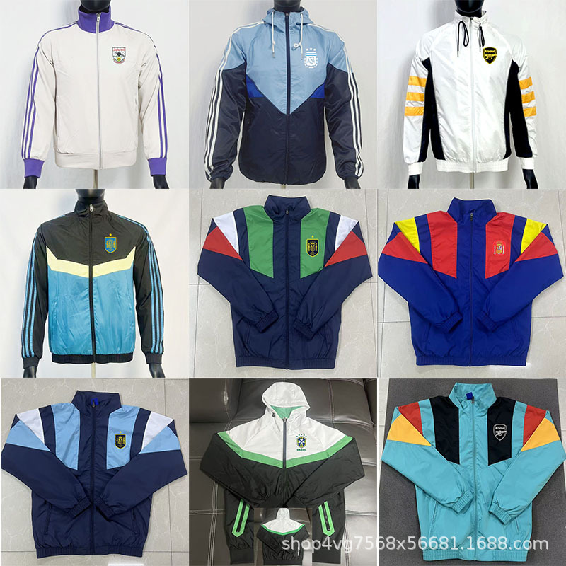 Cross-border wholesale 2627 new model windbreaker national team single-sided long-sleeve thin adult football jacket sports jacket