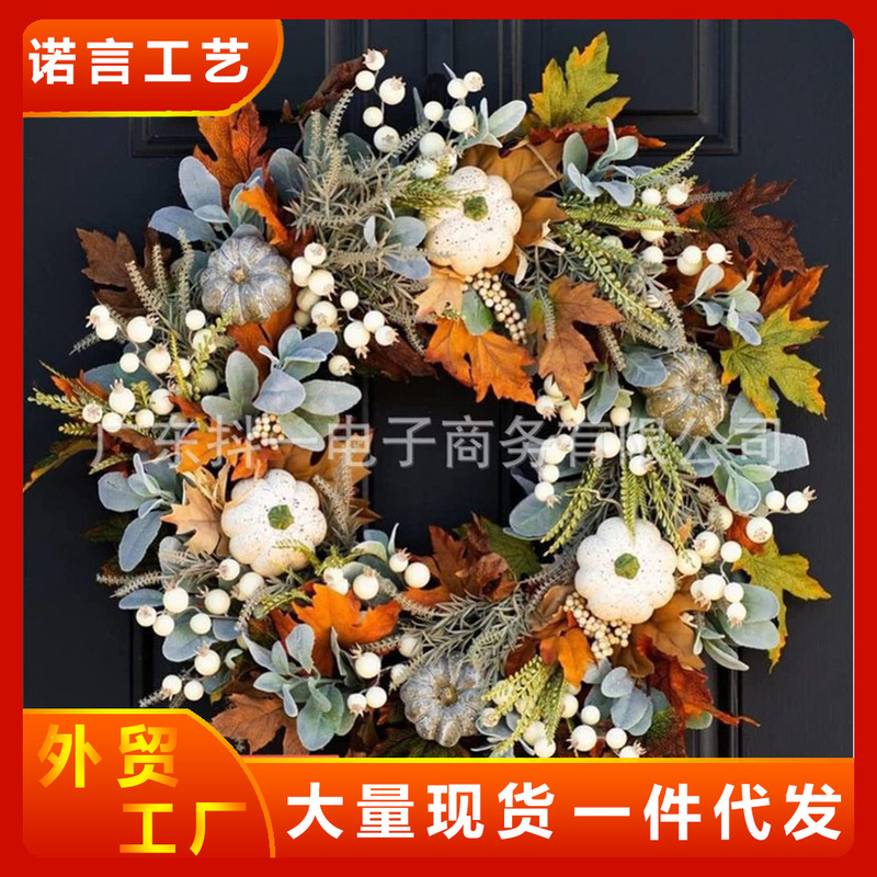 【スポット】アマゾンクロスボーダー感謝祭豊作祭秋収穫クリスマスカエデカボチャ花輪秋色ペンダント|undefined