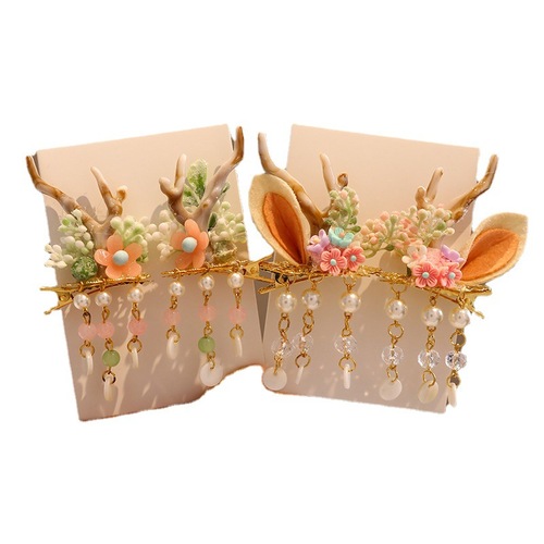 Children's Antler Tassel Hairpin  New Cute Ancient Style Hair Accessories Super Fairy Hanfu Girls Photo Baby Hair Accessories