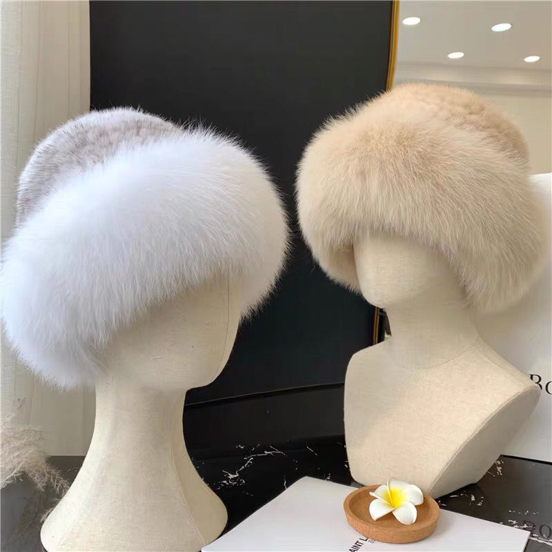 가을과 겨울 한국 패션 달콤한 귀여운 모자 밍크 여우 모피 진짜 모피 따뜻한 두꺼운 어부 모자 분지 모자