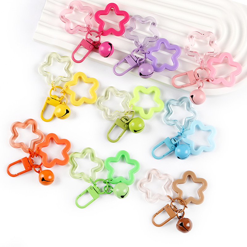 New Colorful Creative Double Five-Pointed Star Pendant Acrylic Bell Pendant Bead Pendant DIY Hanging Decoration Accessories