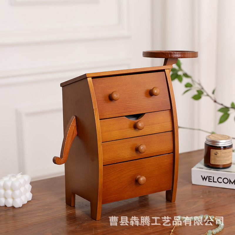实木首饰盒桌面摆件创意礼物收纳盒可爱造型胖墩墩乔迁新婚礼物盒|undefined