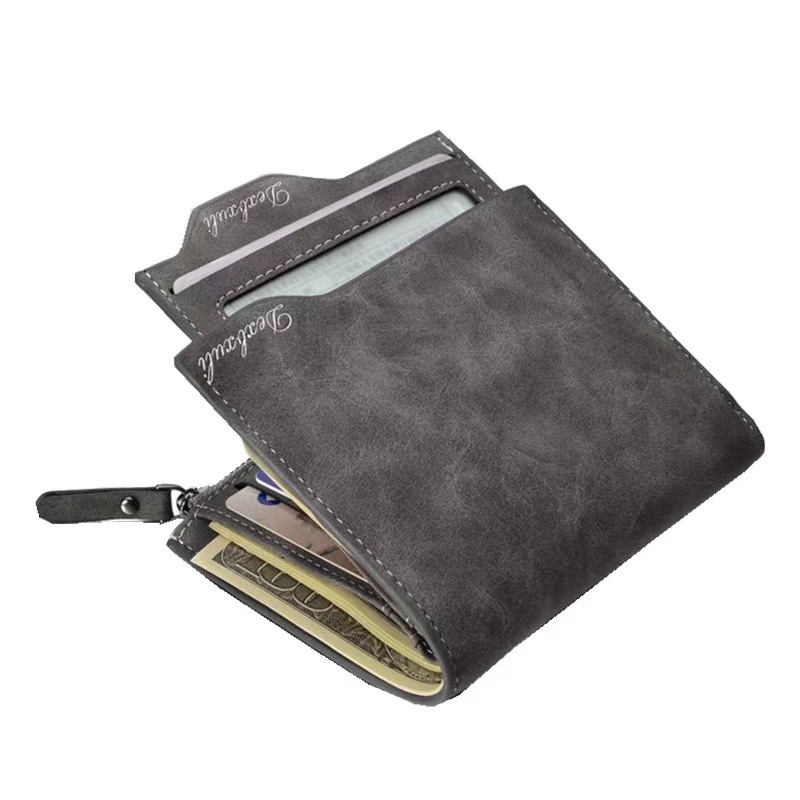 Cartera corta para hombre Cartera vertical multifuncional para múltiples tarjetas Cartera para tarjeta de dibujo para hombre Cartera con cremallera Cartera para billetes
