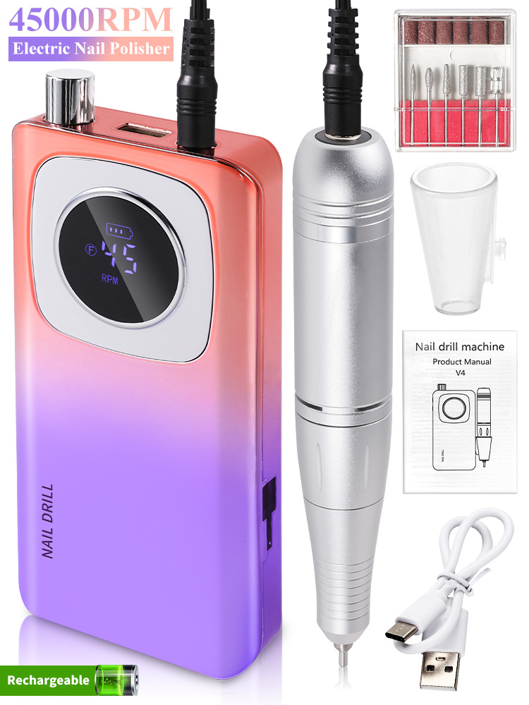 Transfronterizo nuevo profesional de manicuras V4 amolador de uñas 45000 rpm amolador de uñas eléctrico portátil de almacenamiento