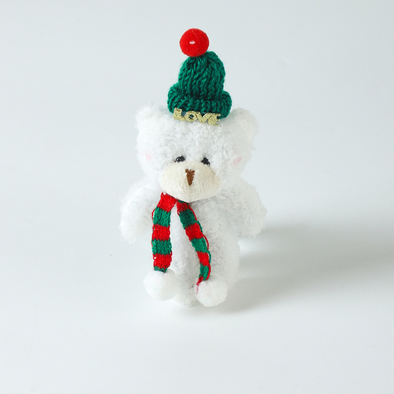 Navidad adorable peluche osos marrones horneado pastel decoración adornos con sombrero bufandas osos vestido de Nochebuena