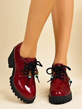A 43616 Round Toe Lace Up Chunky Heel Loafers Բͷϵ���ָ�Ь