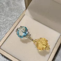 Versa Color Treasure Live Лидер продаж новый продукт Кольцо позолоченный микро набор с имитацией цитрина Открытое кольцо женская мода