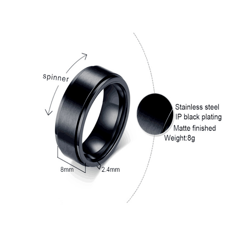 9g Weight Fashion 201 Stainless Steel Geometric White Black Men Band Rings