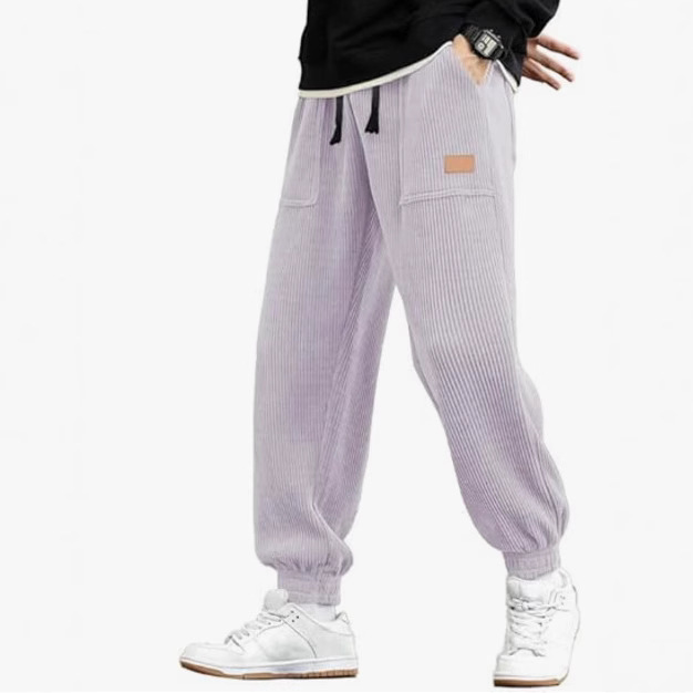 Men's corduroy overalls elastic waist tapered jogging pants slim fit overalls casual pants multi-pocket