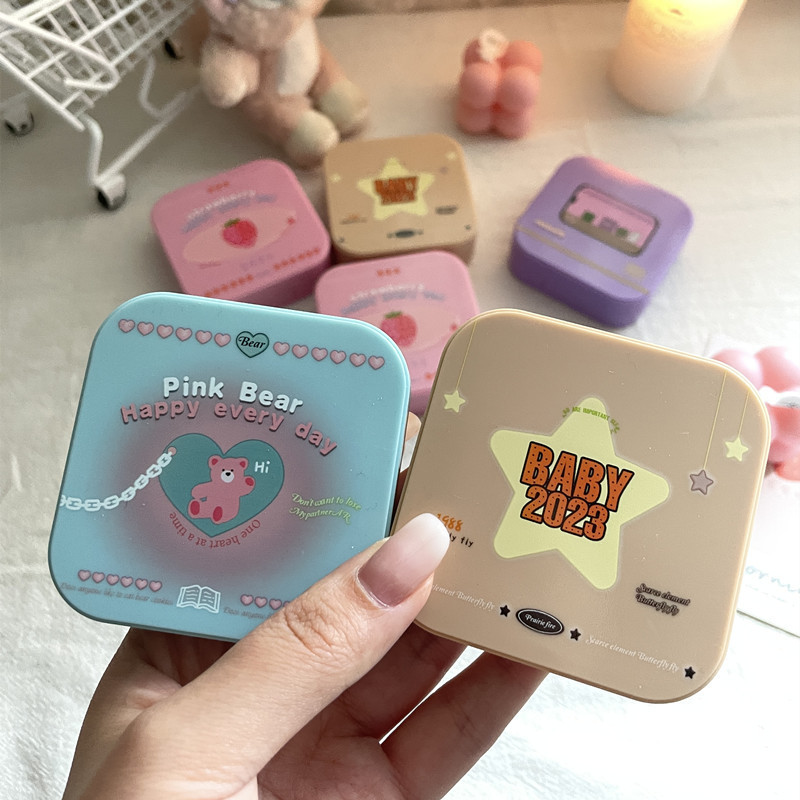 Minority design sense of Korean aesthetic pupil box portable contact glasses box care box with mirror Minority design sense of Korean aesthetic pupil box portable contact glasses box care box with mirror