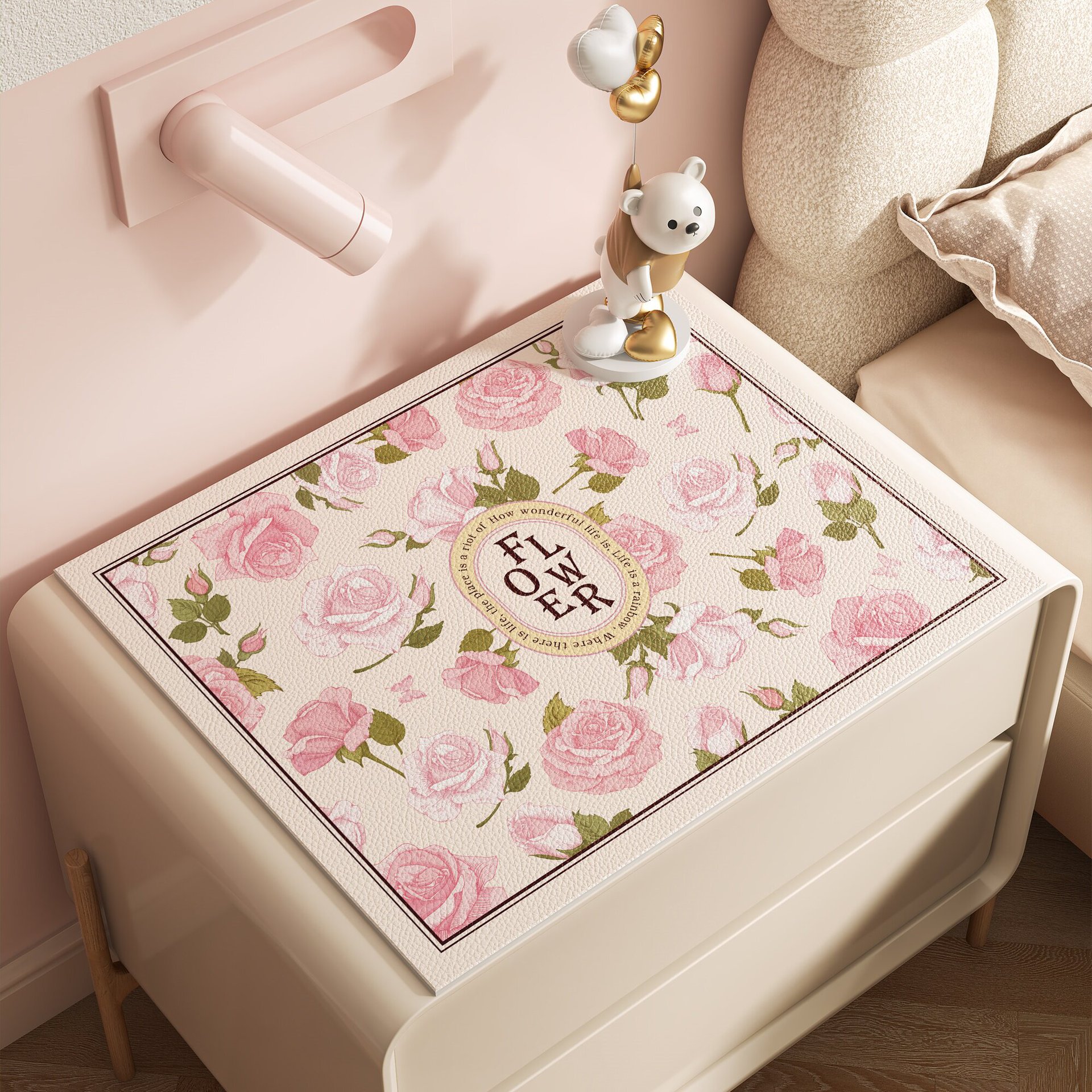 American Pastoral Style Bedside Table Leather Pad Dustproof Cover Cloth Waterproof Washing Machine Cover Refrigerator Cover Pad Countertop Pad