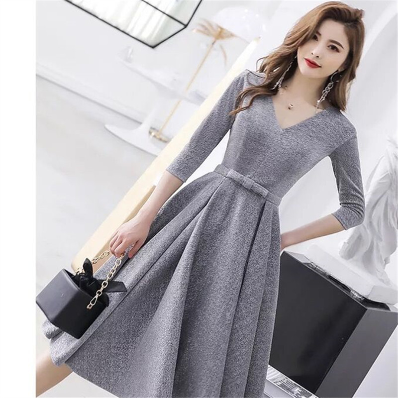 Amazon Comercio exterior formal falda de fiesta más tamaño con cuello en V vestido de noche