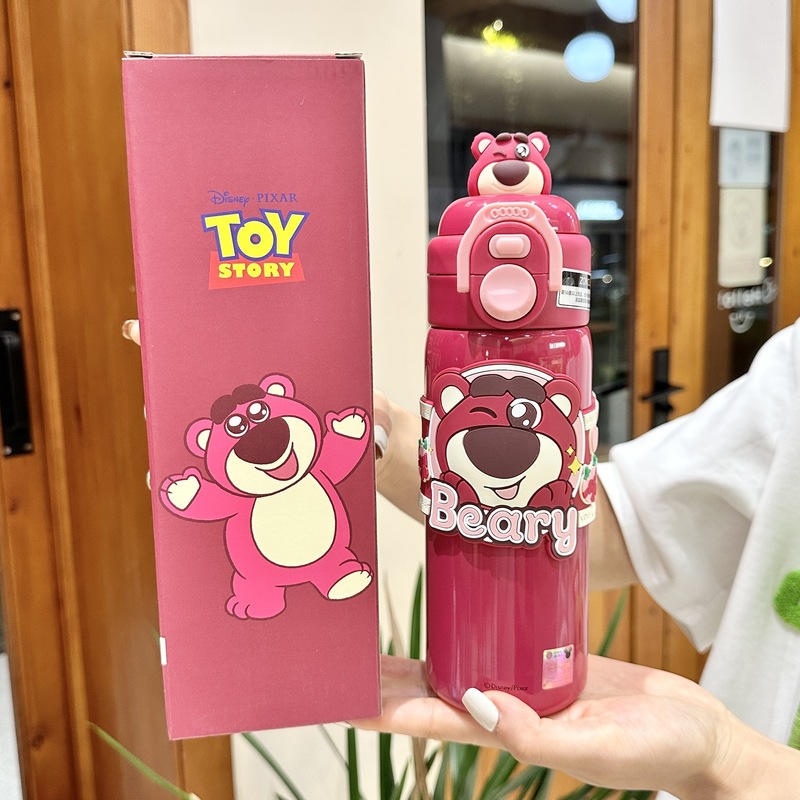 見栄えの良いダブルドリンク子供用魔法瓶カップ、ポータブル女の子用ストローカップ、学生漫画ステッチドリンクカップ|undefined