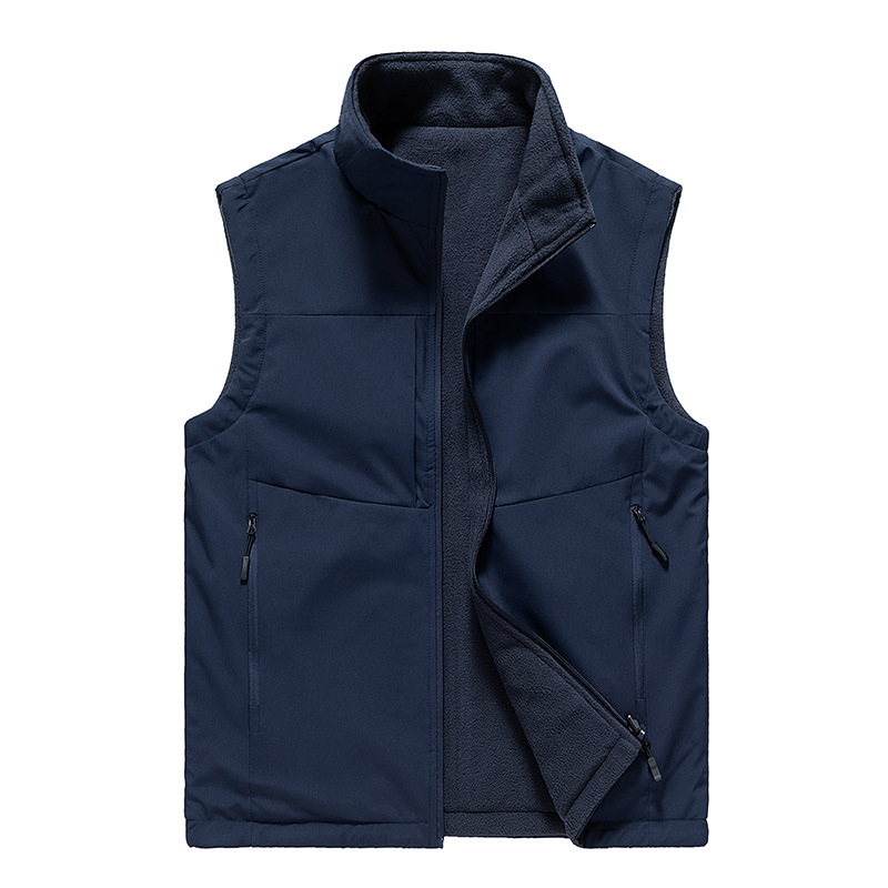 Chaleco de hombre con chaleco de lana en ambos lados de otoño con chaleco de hombro en primavera y otoño y invierno Cardigan chaqueta casual sin mangas