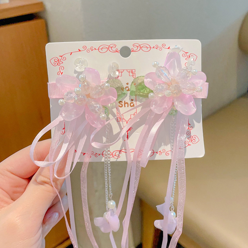 Chica de Hanfu tocado de los niños traje antiguo princesa borla horquilla estilo chino niña paso horquilla clip de pelo