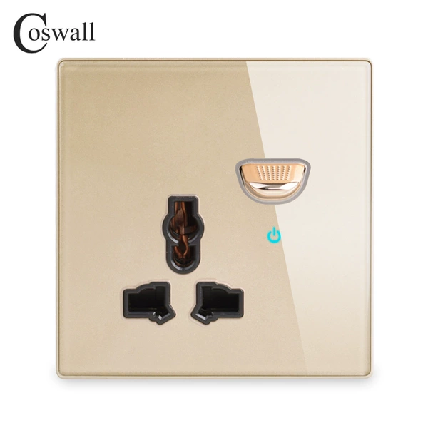 Glass gold multiple three holes with switch 16A