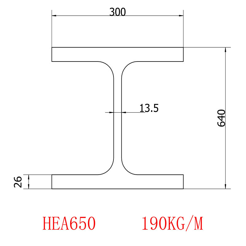 欧标H型钢HEA650IPBL650规格640*300*13.5*26材质S355批发价格