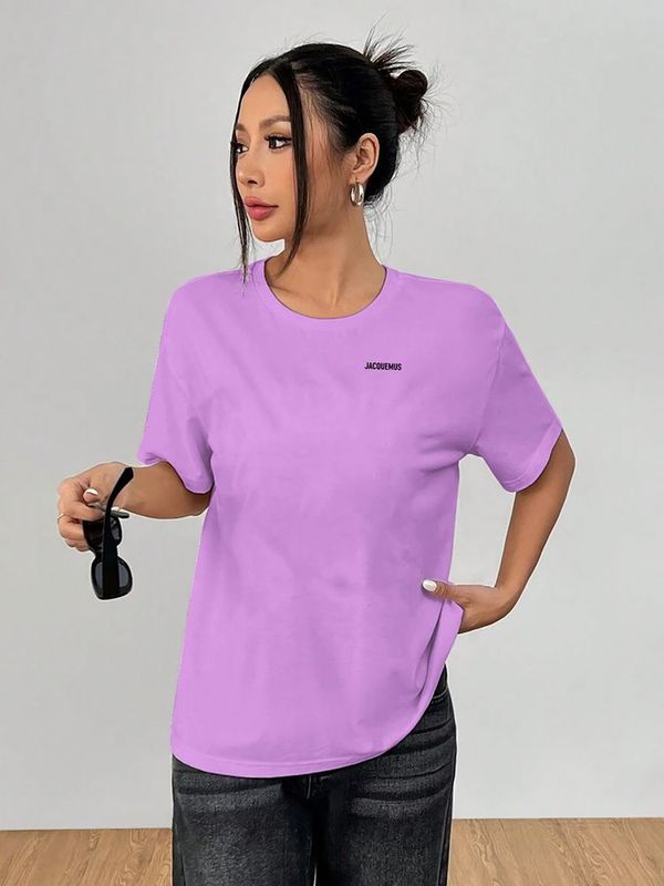 Hes春夏綿質吸汗通気シンプルファッション二列アルファベット柄プリントtシャツ|undefined