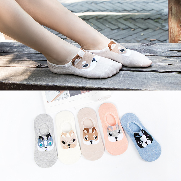 Socks Cotton Women Cute Cartoon Dog Socks Summer Thin Cotton Non-slip Silicone Invisible Socks Casual Women Socks Socks Cotton Women Cute Cartoon Dog Socks Summer Thin Cotton Non-slip Silicone Invisible Socks Casual Women Socks