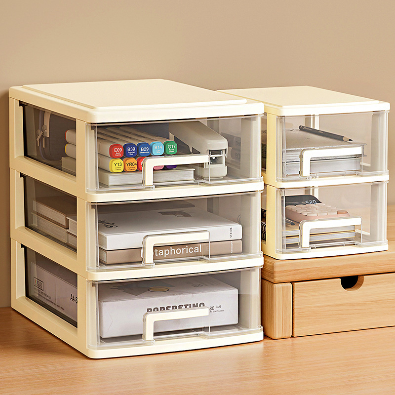 Storage Box Desktop Drawer-Type Office A4 File Organizer Multi-Layer Workstation Organizer L-Shaped Transparent Cabinet