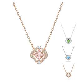 施家1:1对版跳动的心四叶草项链女施华洛四叶草锁骨链女厂家代发