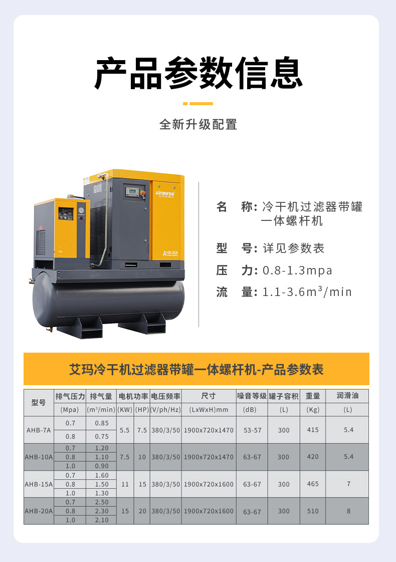 7.5/15/22KW Emma permanent magnet frequency conversion air compressor four-in-one high-efficiency energy-saving stable air compressor