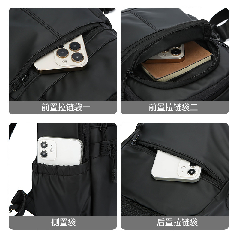 New men's chest bag, casual large-capacity single-shoulder crossbody bag, Korean-style motorcycle bag, water-resistant trendy backpack, cross-border undefined